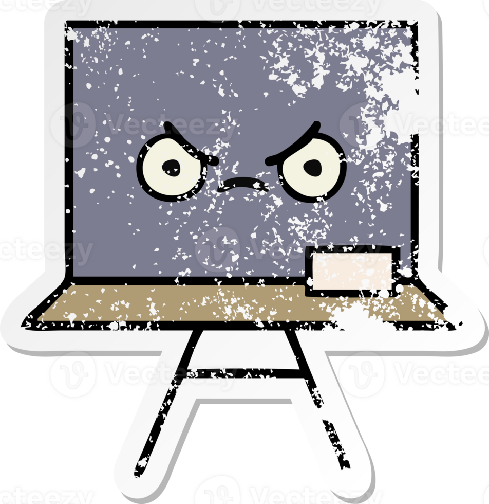 distressed sticker of a cute cartoon chalkboard png
