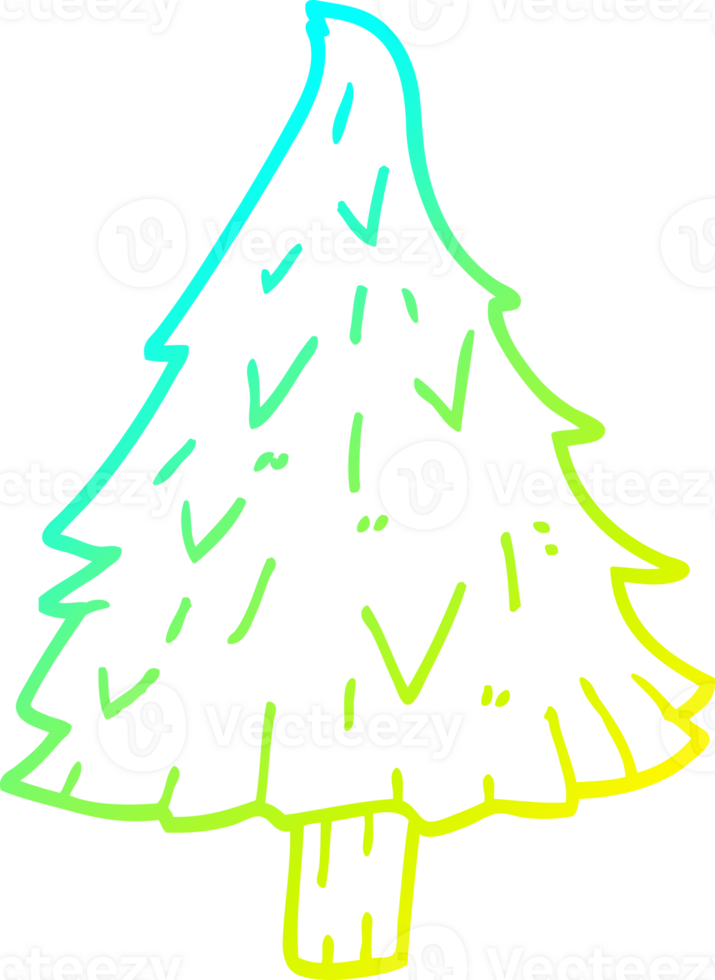 cold gradient line drawing cartoon christmas tree png