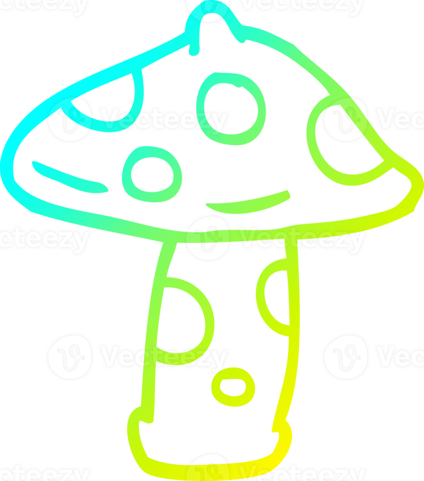 cold gradient line drawing cartoon toadstool png
