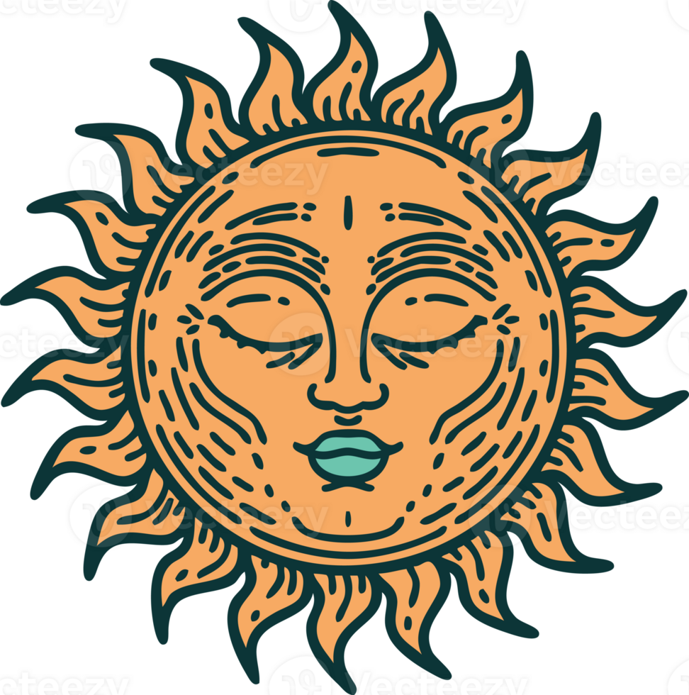 tattoo style icon of a sun png