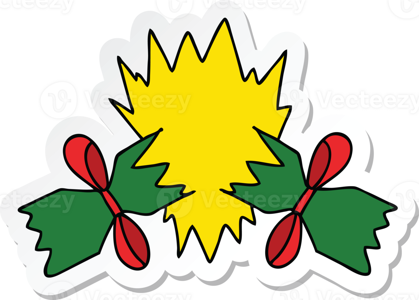 sticker of a quirky hand drawn cartoon pulled cracker png