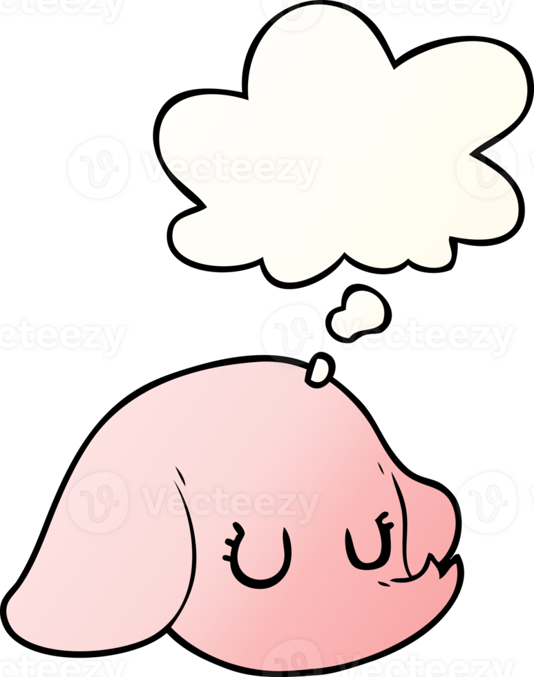 cartoon elephant face and thought bubble in smooth gradient style png