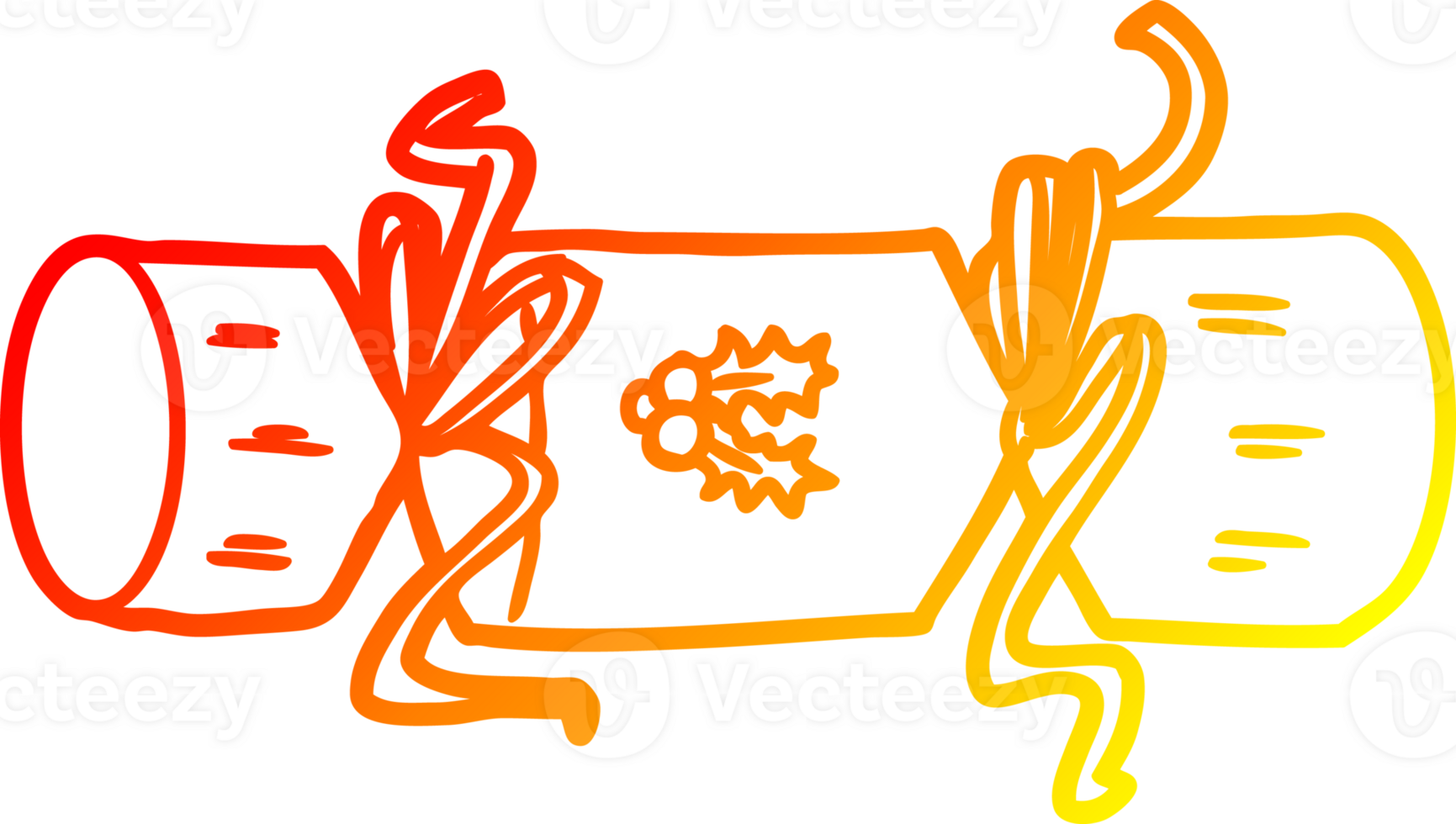 warm gradient line drawing xmas cracker cartoon png