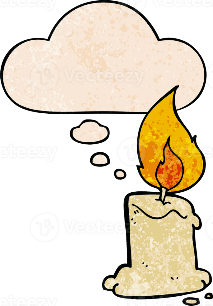 cartoon candle and thought bubble in grunge texture pattern style png