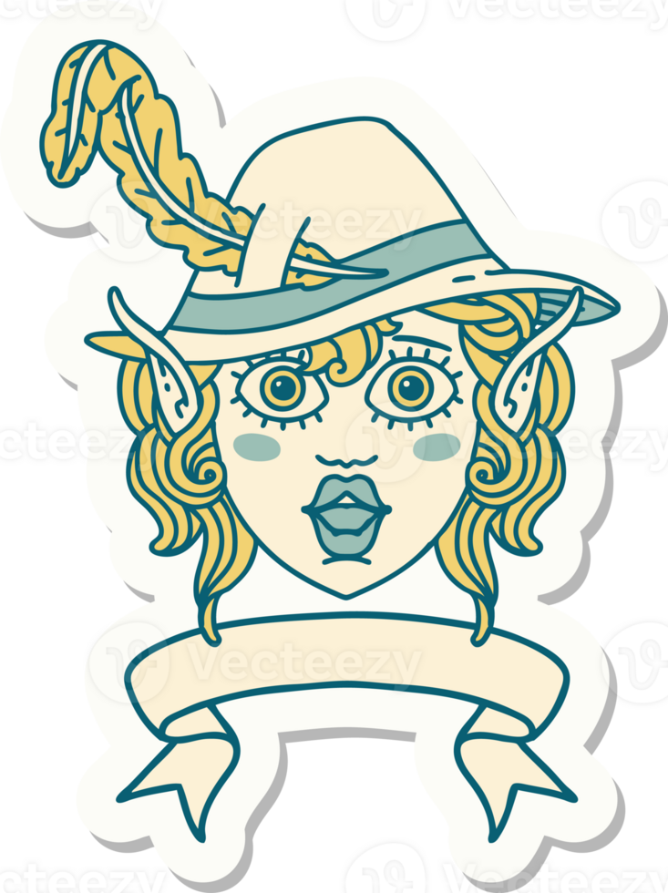elf bard character face with banner sticker png