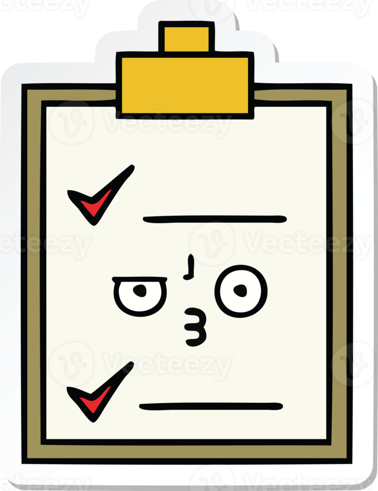sticker of a cute cartoon check list png