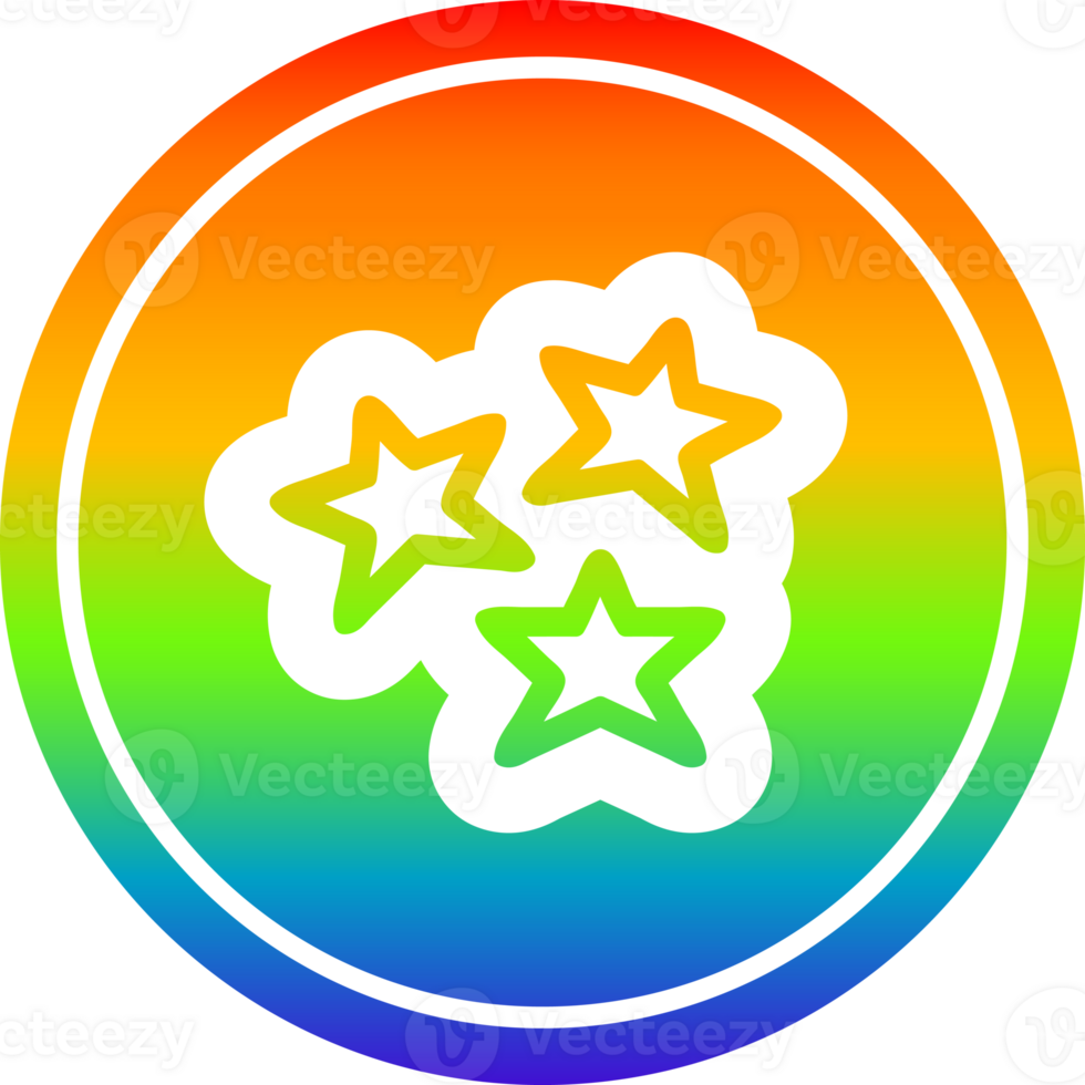 star shapes circular in rainbow spectrum png