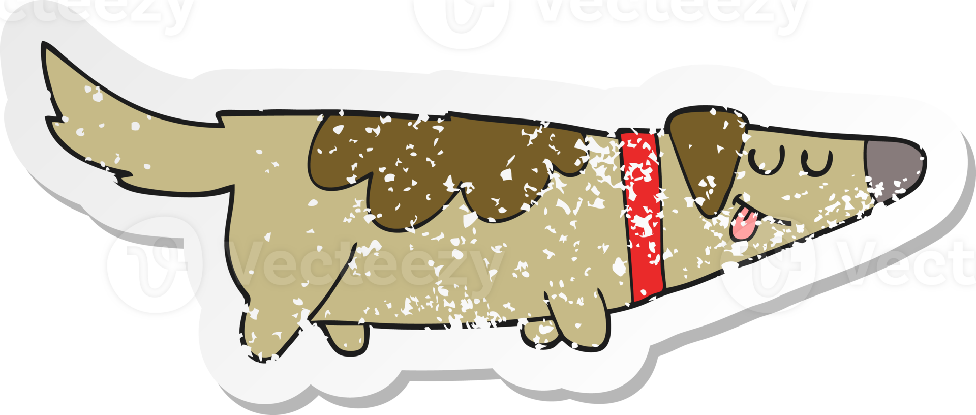 distressed sticker of a cartoon dog png