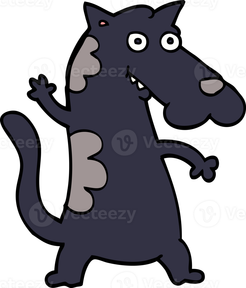 cartoon doodle dog waving png