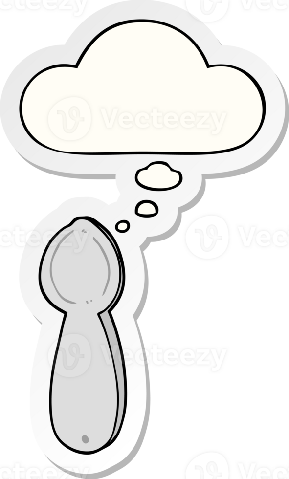 cartoon spoon and thought bubble as a printed sticker png