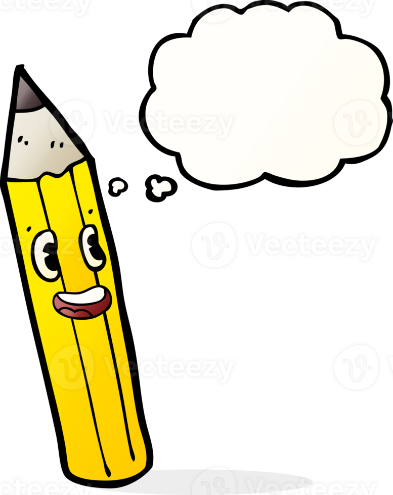cartoon pencil with thought bubble png