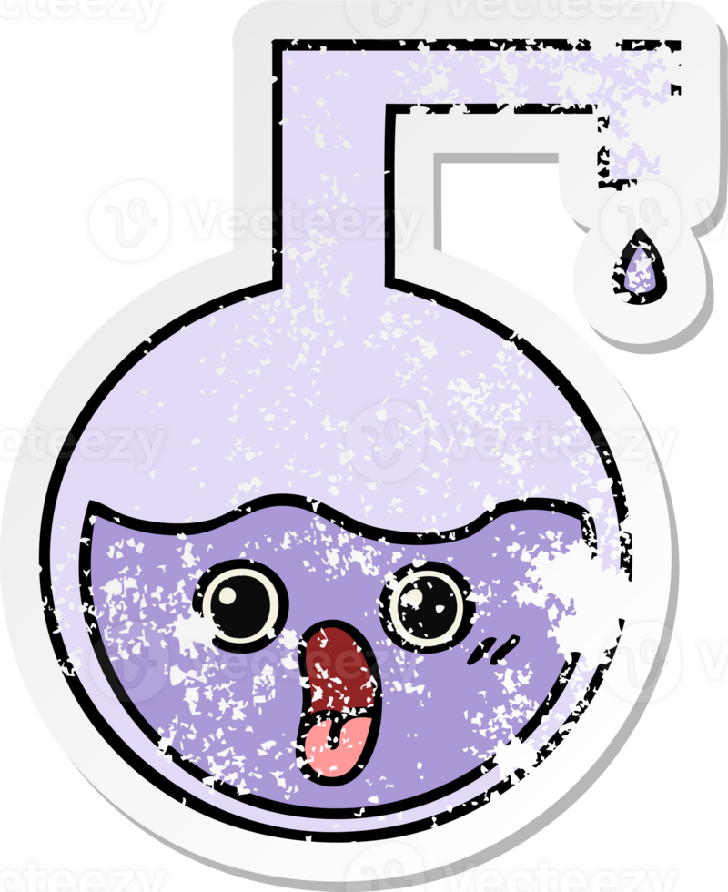 distressed sticker of a cute cartoon science experiment png
