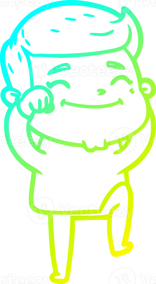 cold gradient line drawing happy cartoon man png