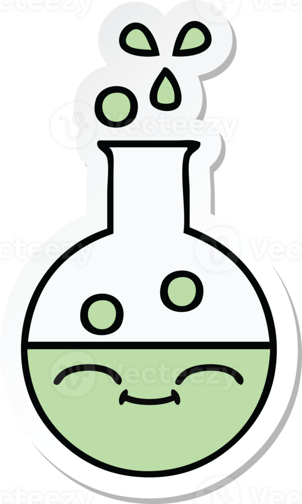 sticker of a cute cartoon test tube png