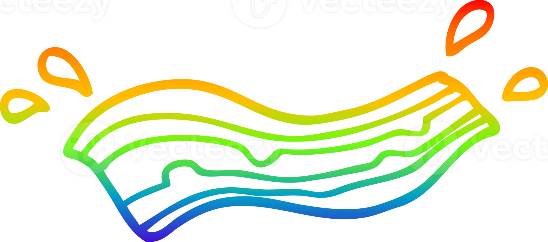 rainbow gradient line drawing cartoon sizzling bacon png