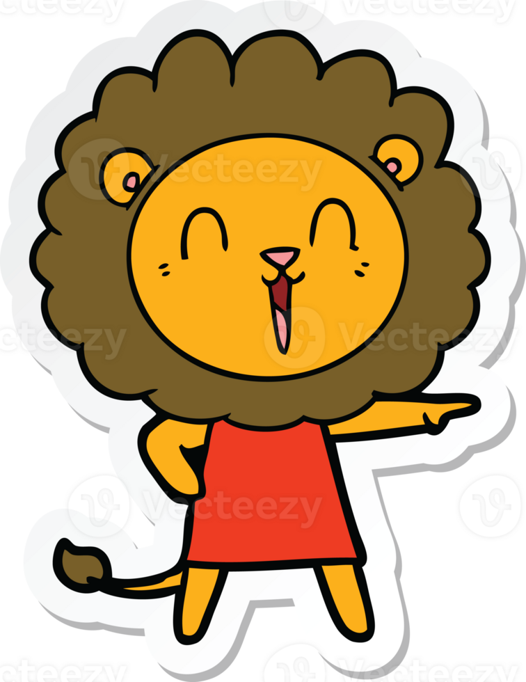 sticker of a laughing lion cartoon png