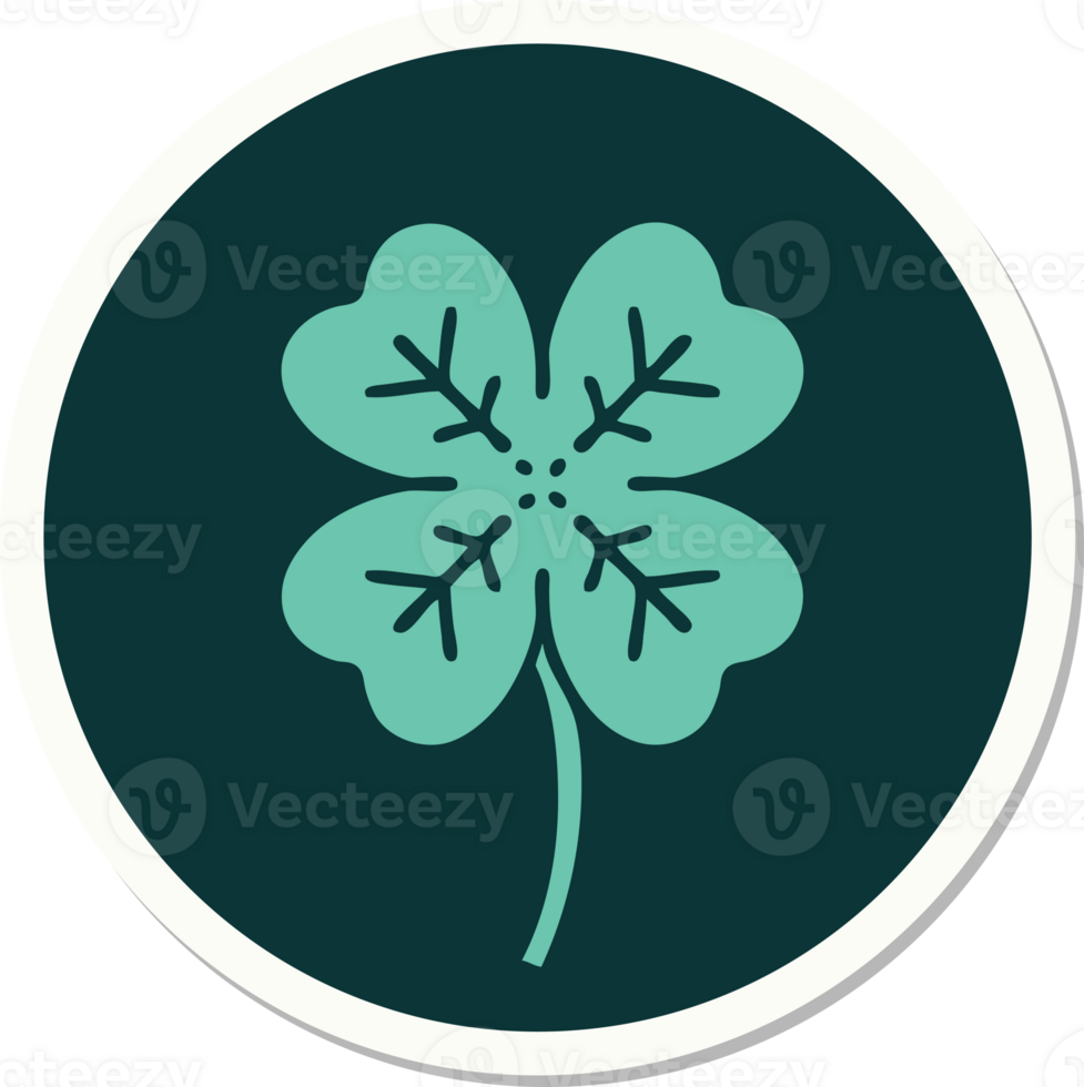 tattoo style sticker of a 4 leaf clover png