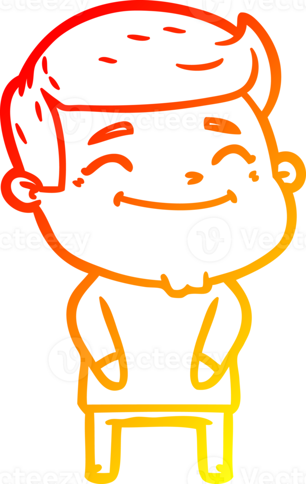 warm gradient line drawing happy cartoon man png