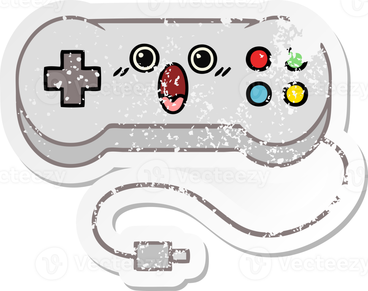 distressed sticker of a cute cartoon game controller png