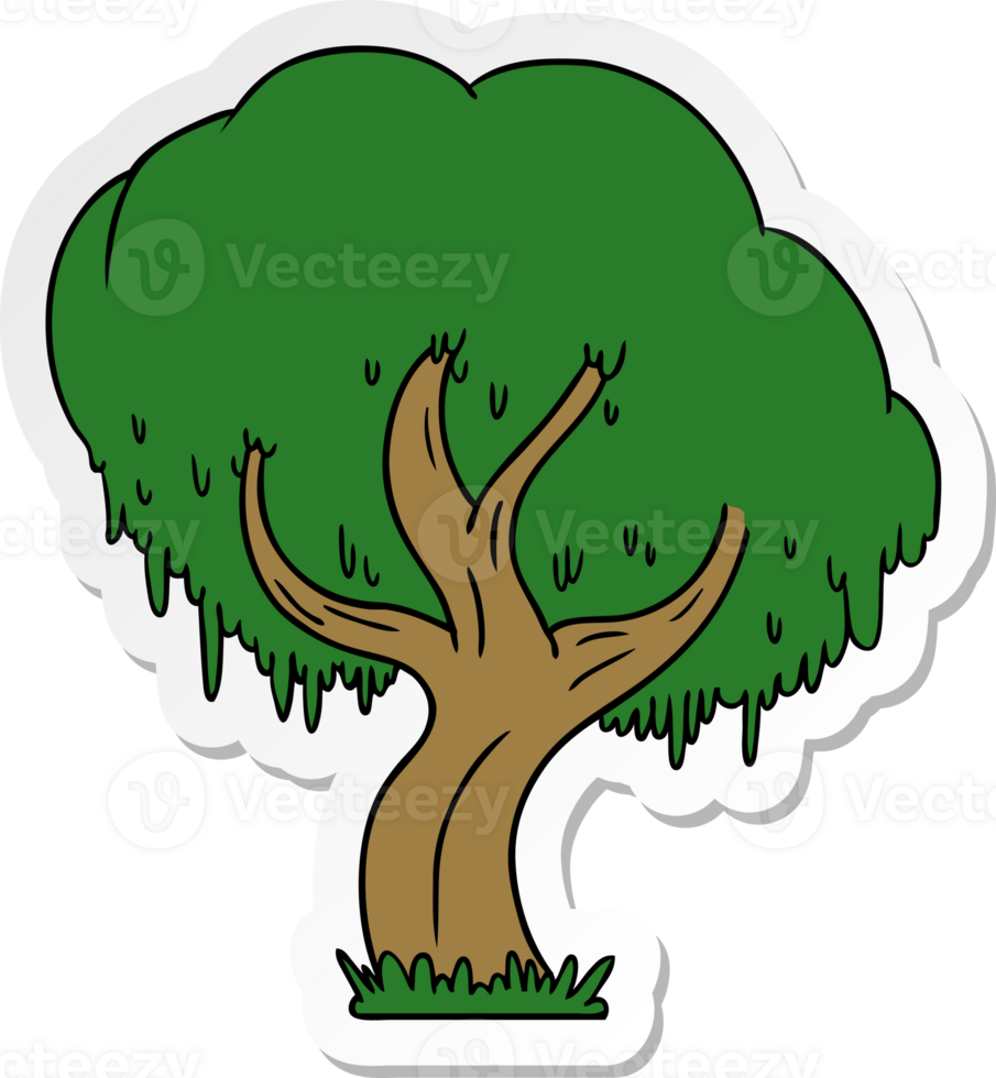 sticker cartoon doodle of a green tree png