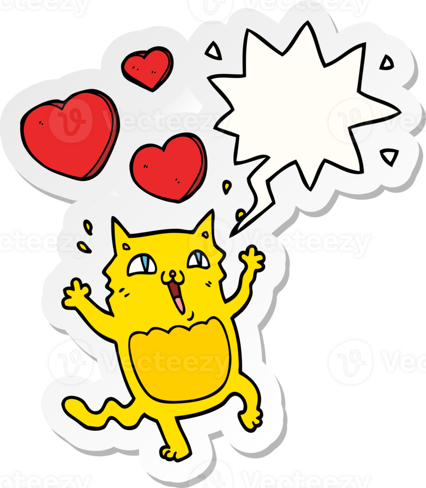 cartoon cat crazy in love and speech bubble sticker png