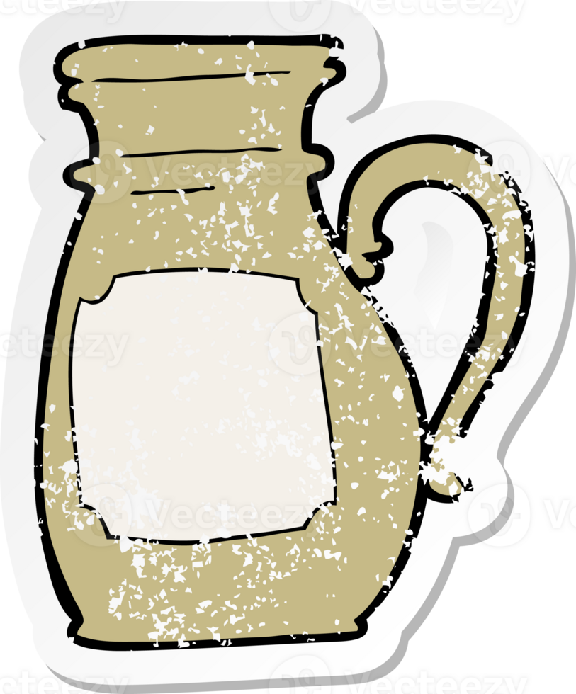 retro distressed sticker of a cartoon jug png
