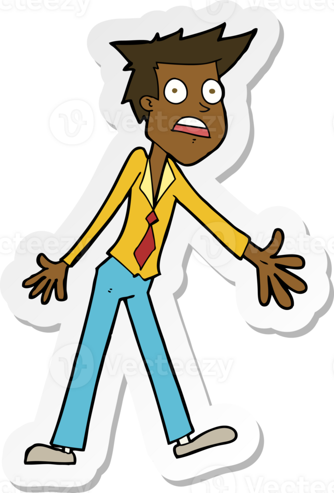 sticker of a cartoon stressed man png
