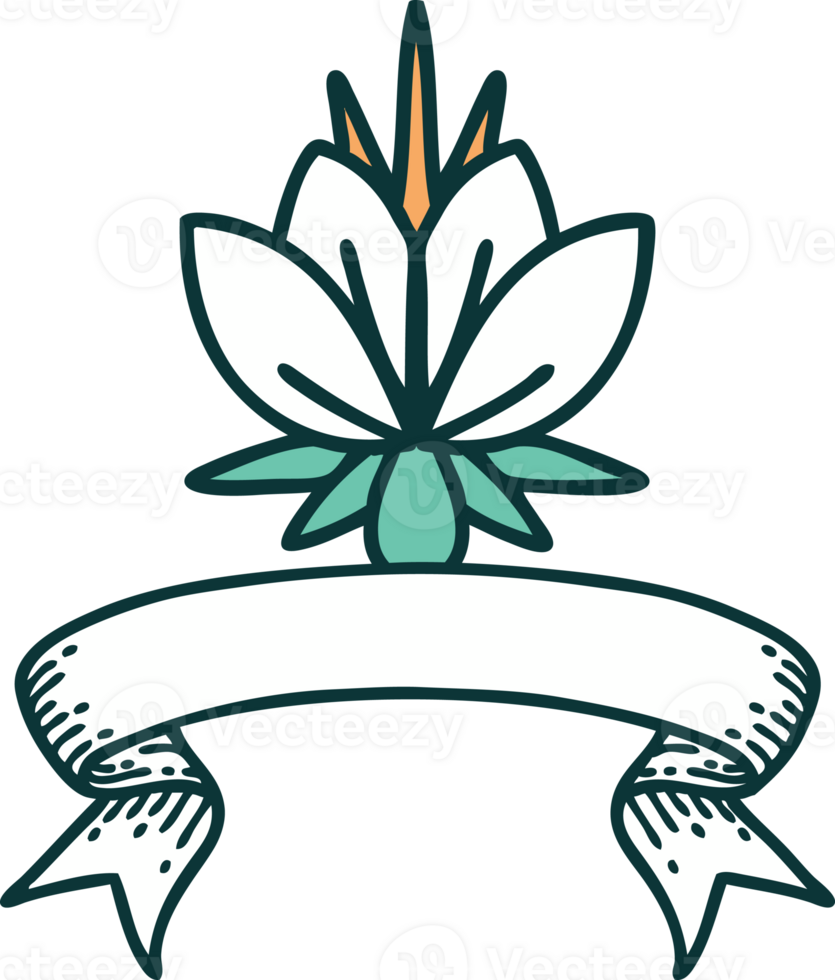 tattoo with banner of a water lily png