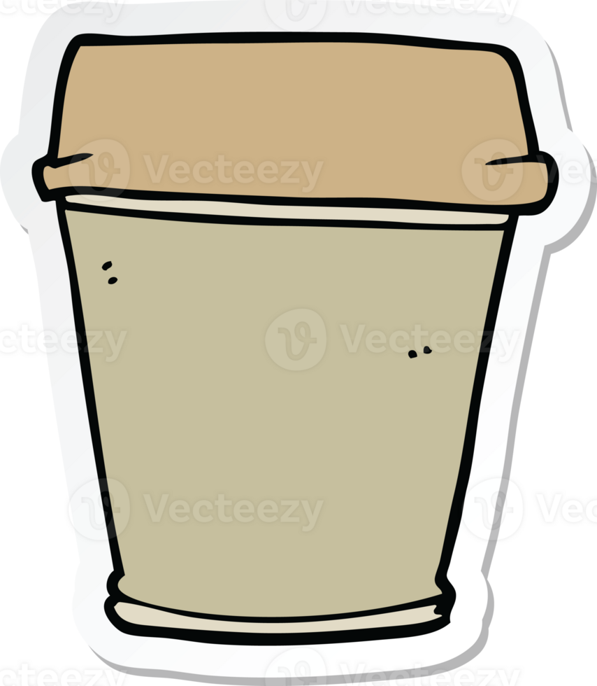 sticker of a cartoon take out coffee png
