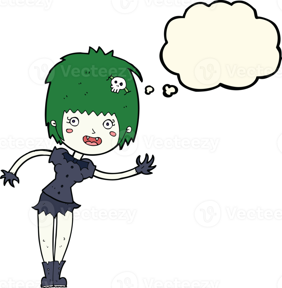 cartoon vampire girl with thought bubble png