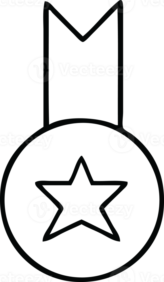 medalha de ouro dos desenhos animados de desenho de linha png