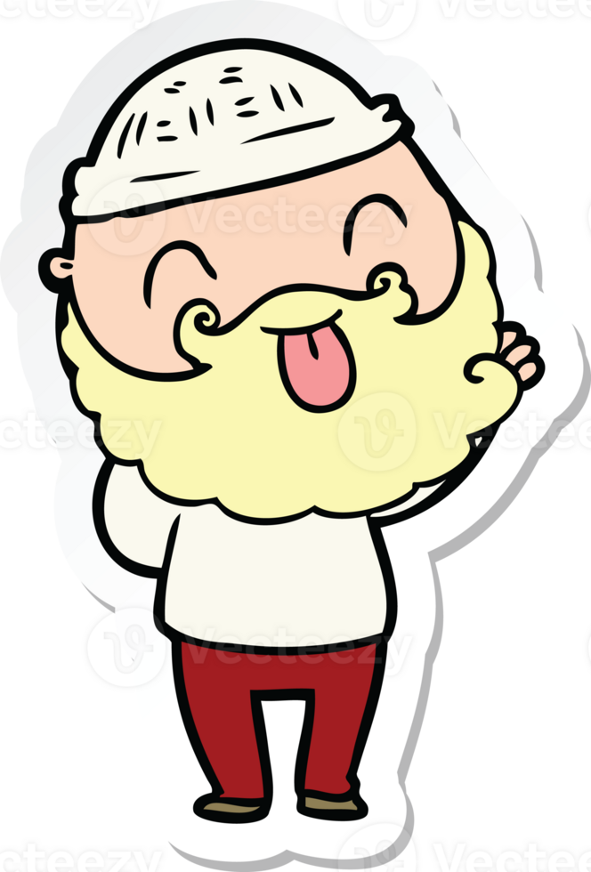 sticker of a man with beard sticking out tongue png