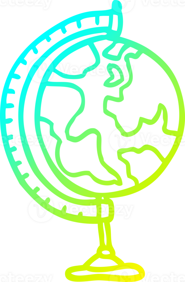 cold gradient line drawing cartoon globe png