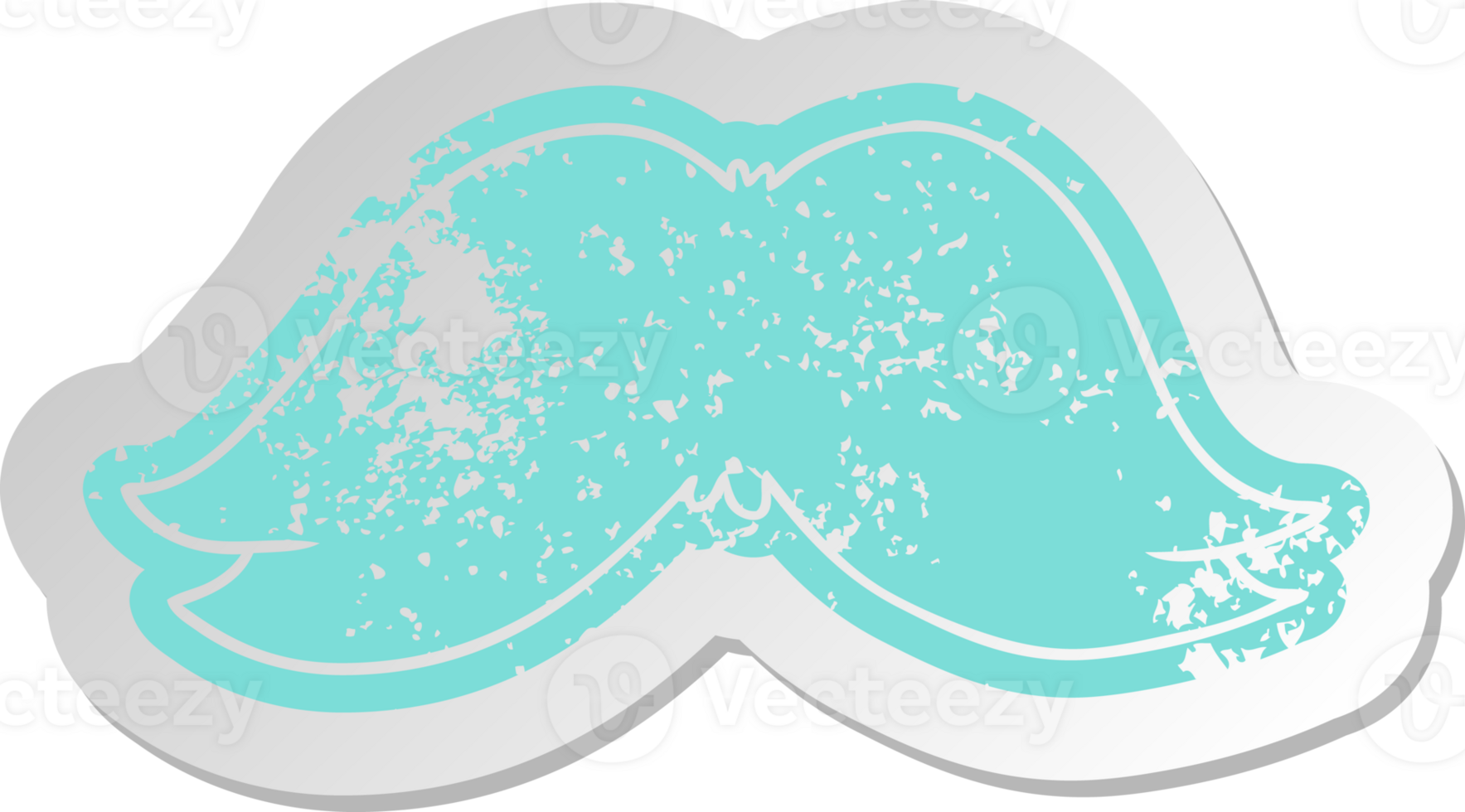 distressed old sticker of a mans moustache png