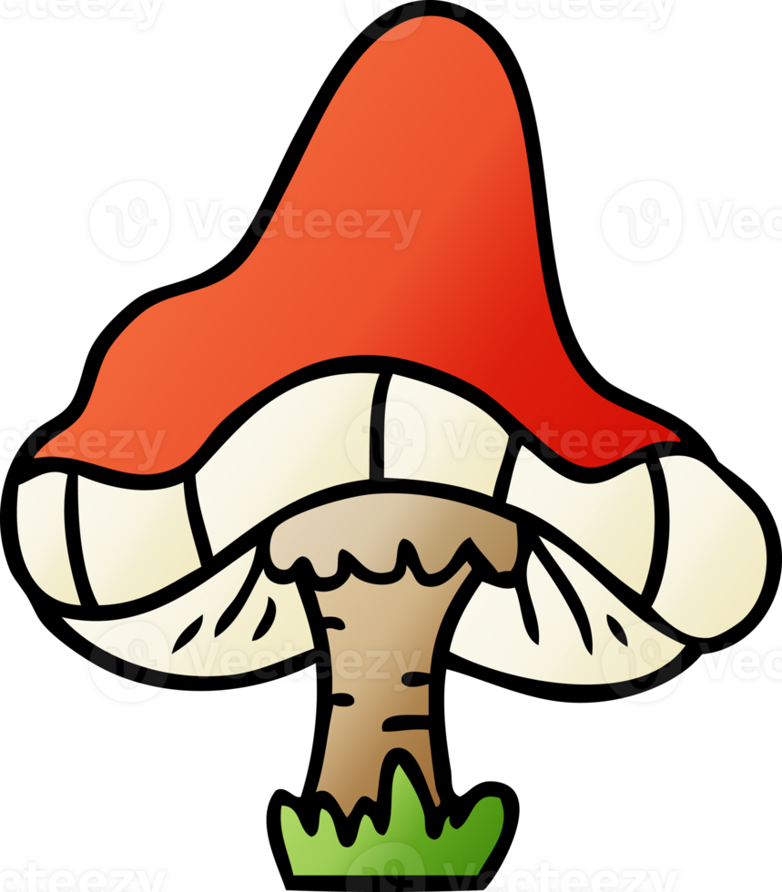 gradient cartoon doodle of a single mushroom png