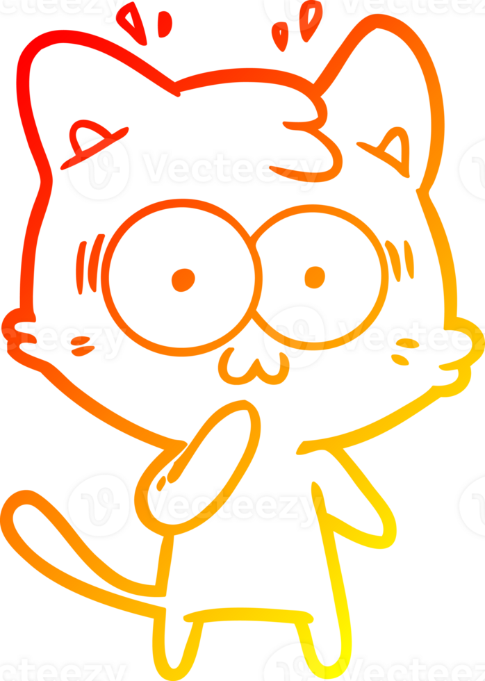 warm gradient line drawing cartoon surprised cat png