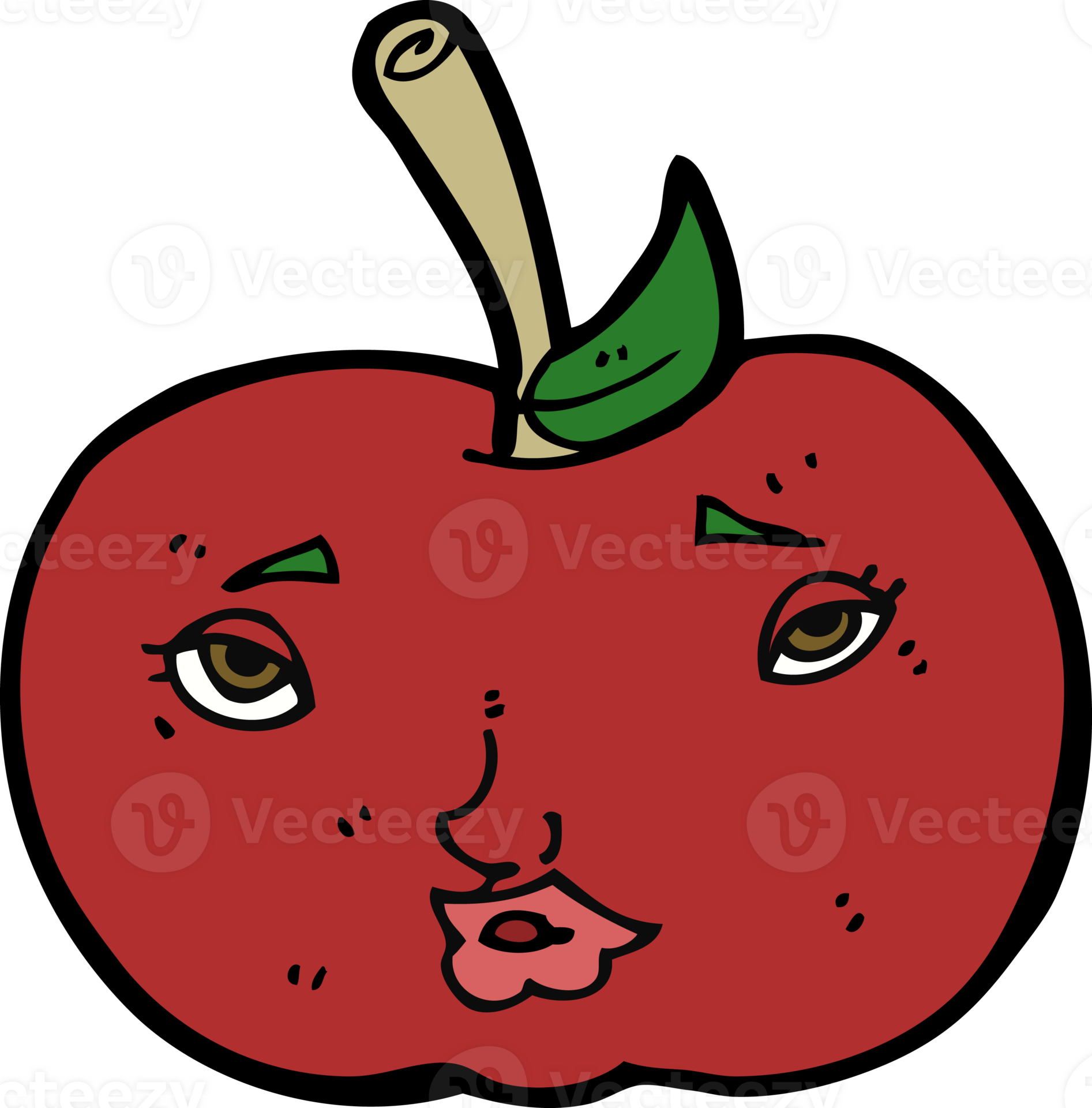 cartoon apple with face 44926310 PNG