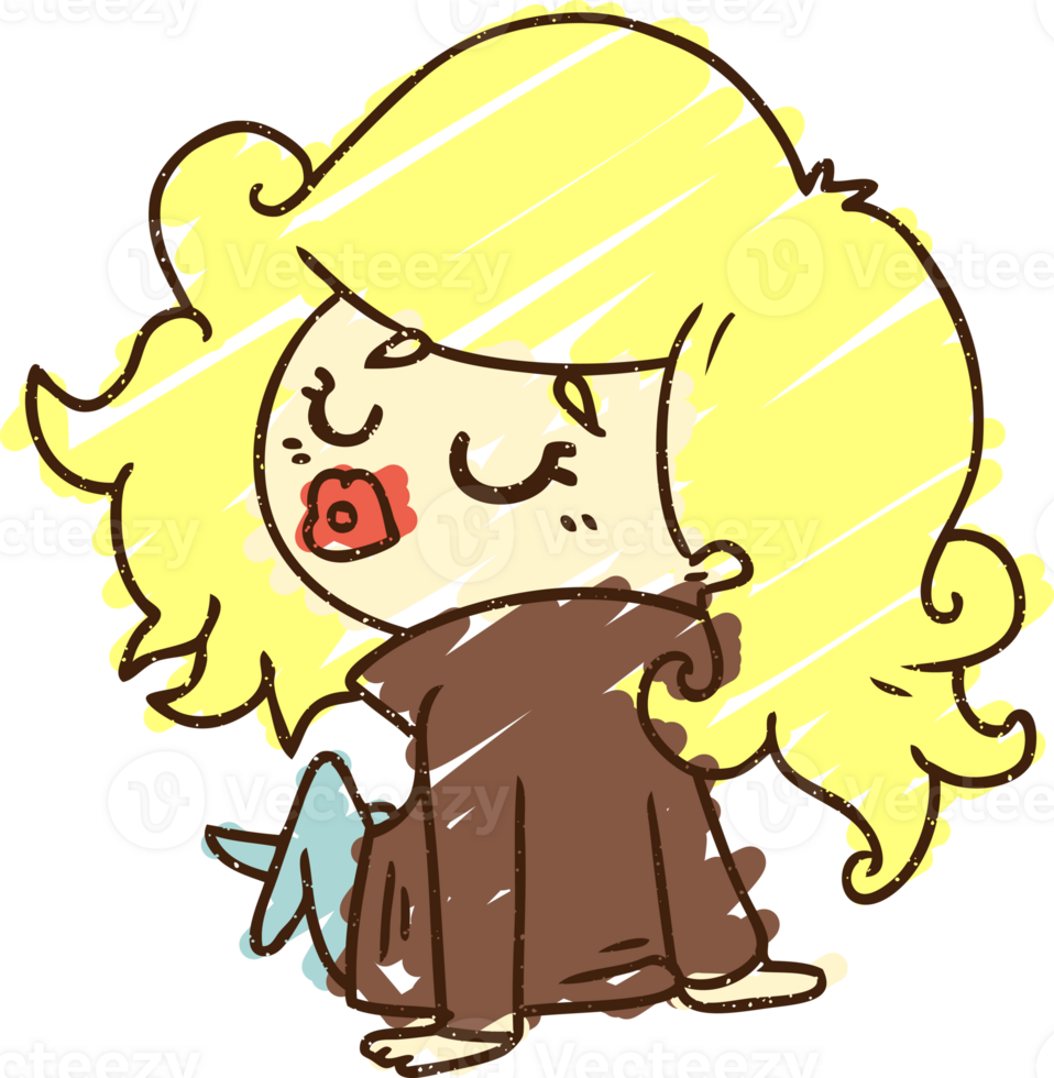 Fashionable Woman Chalk Drawing png