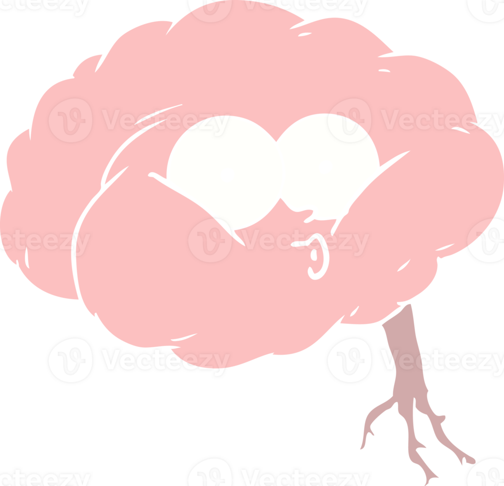 flat color style cartoon impressed brain png