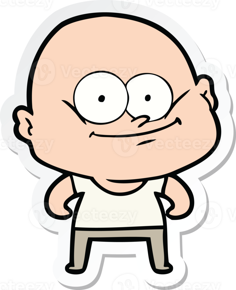 sticker of a cartoon bald man staring png