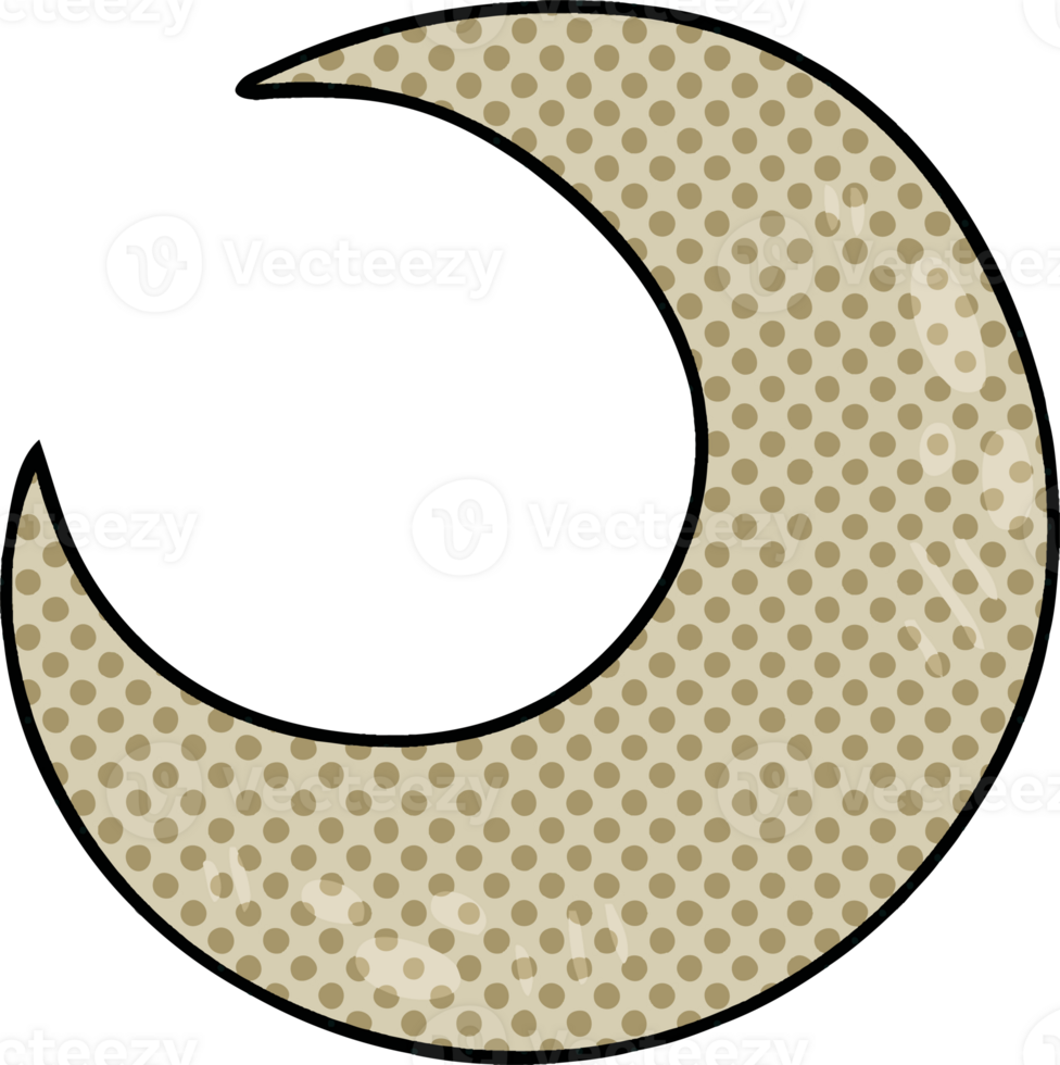 quirky comic book style cartoon crescent moon png