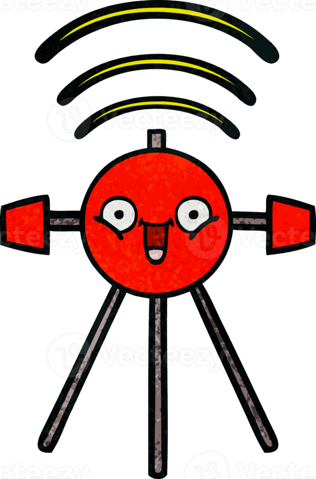 retro grunge texture cartoon satellite png