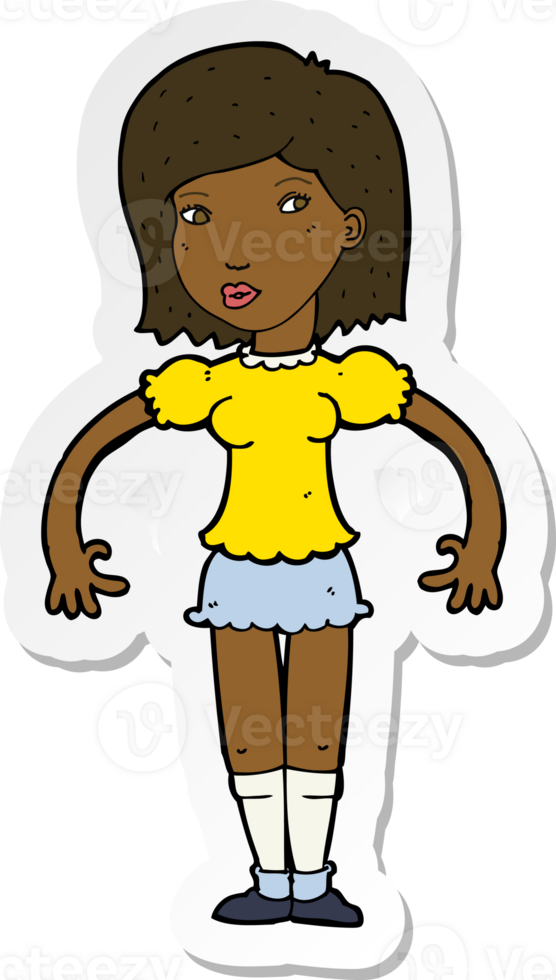 sticker of a cartoon woman looking sideways png