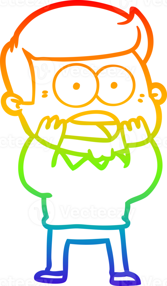 rainbow gradient line drawing cartoon shocked man png