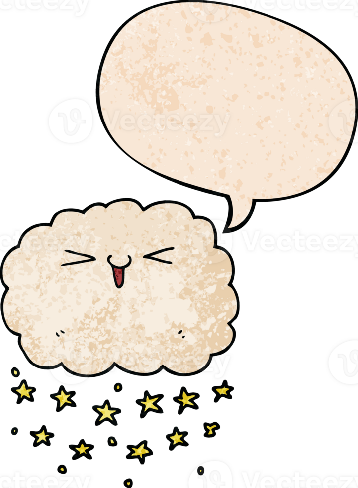 happy cartoon cloud and speech bubble in retro texture style png