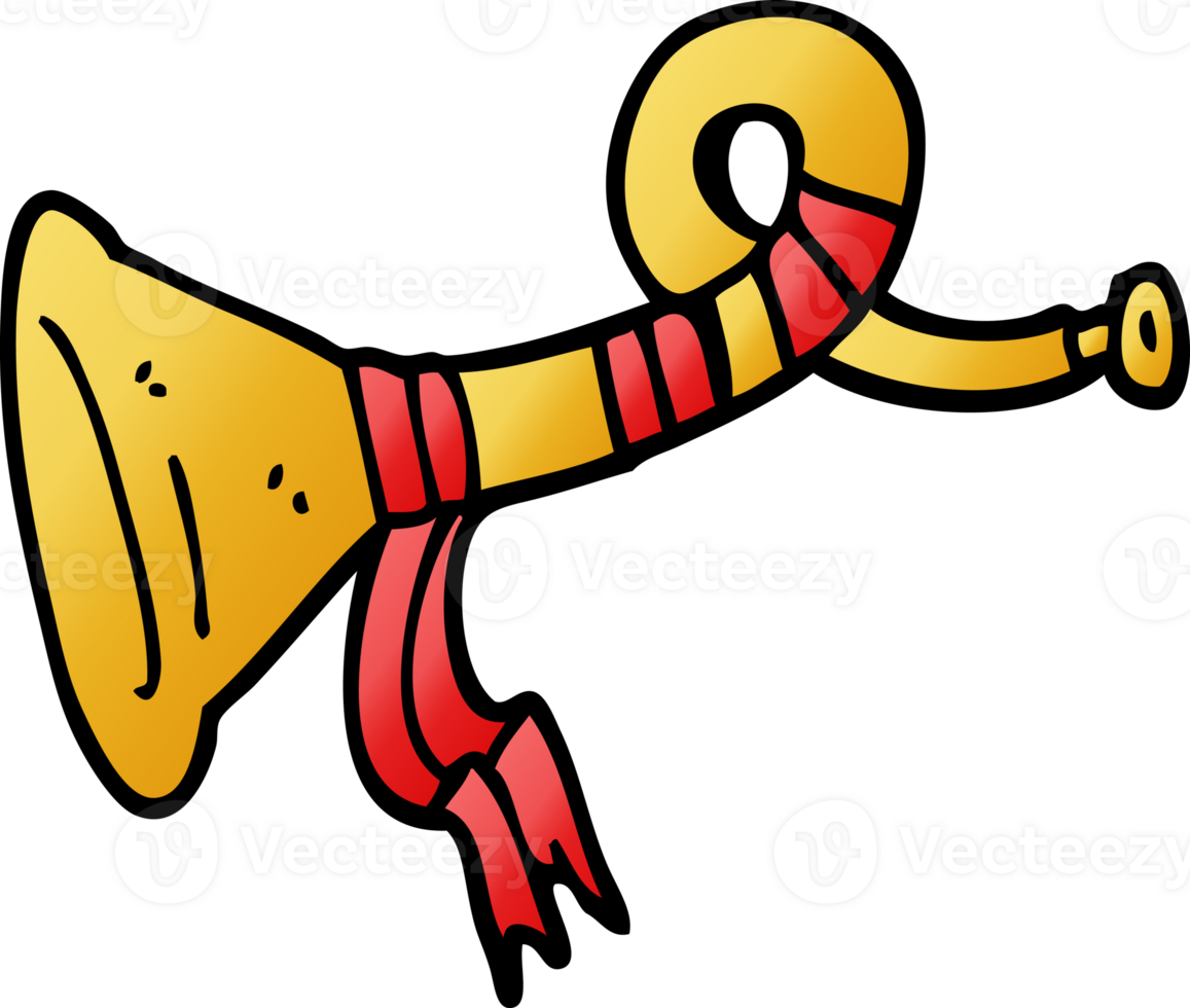 cartoon doodle curled horn instrument png