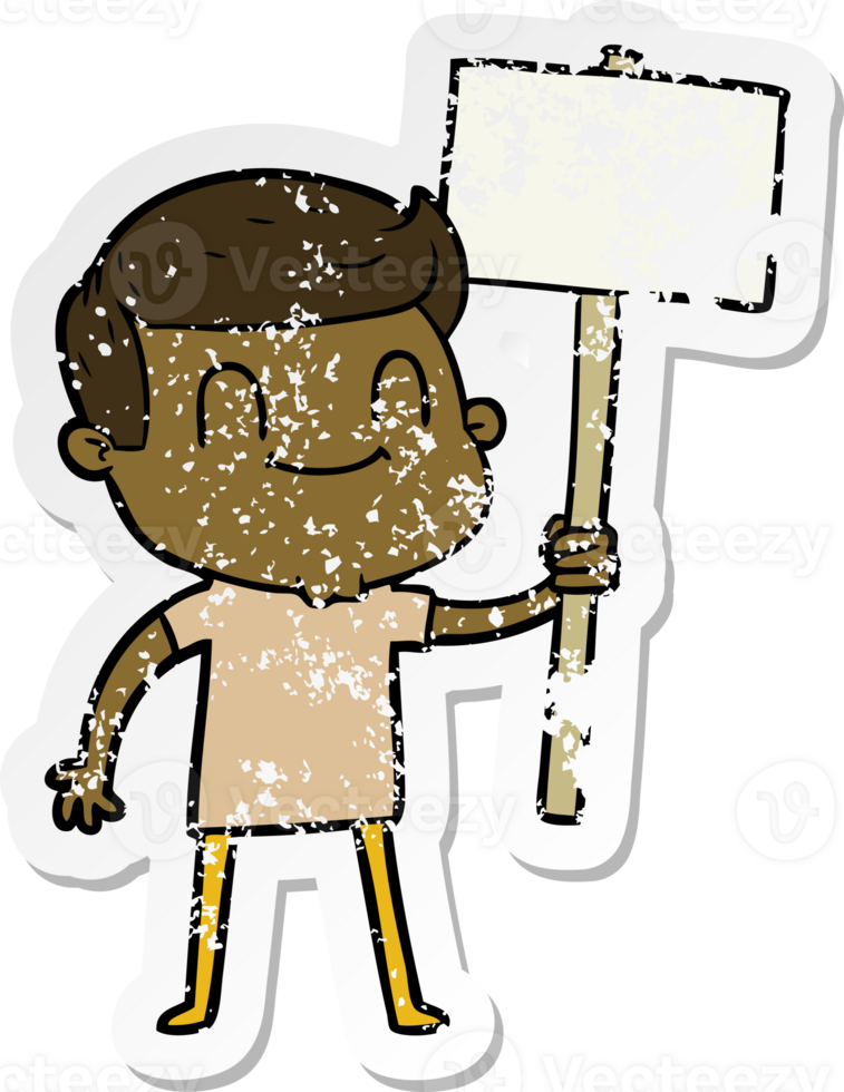 distressed sticker of a cartoon friendly man png