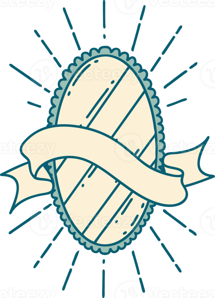 banner with tattoo style shining mirror png