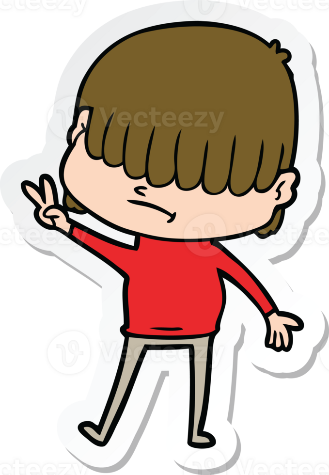 sticker of a cartoon boy with untidy hair png