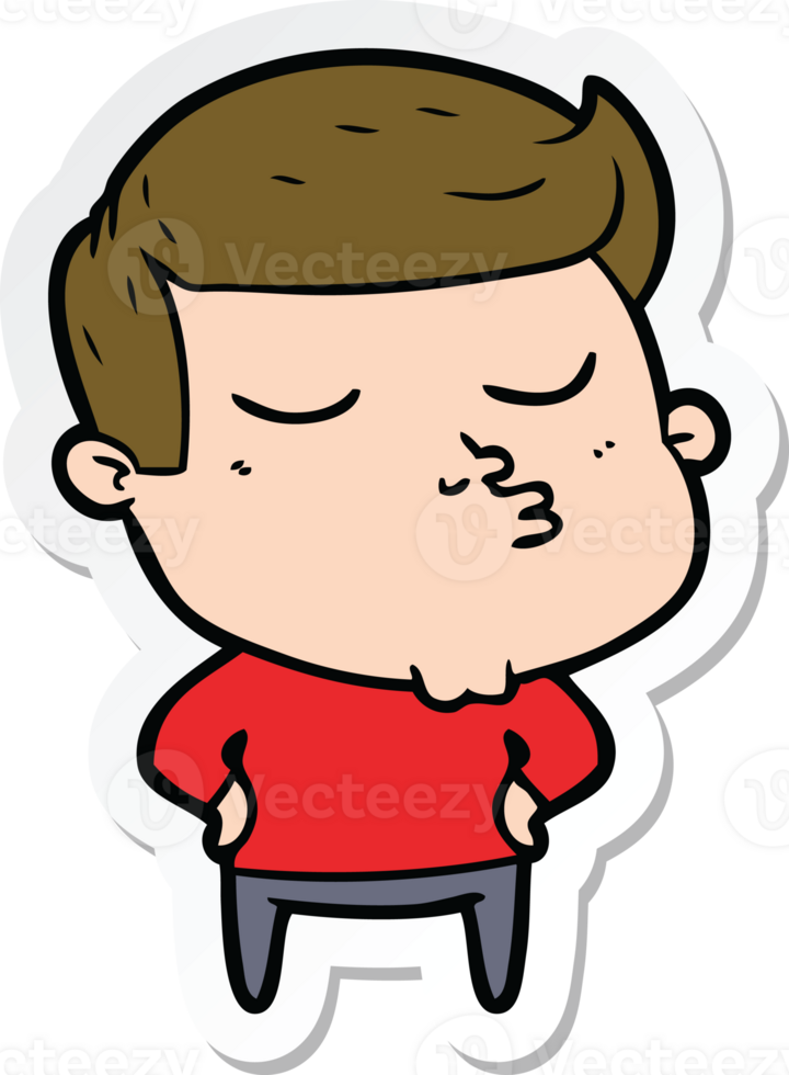 sticker of a cartoon model guy pouting png